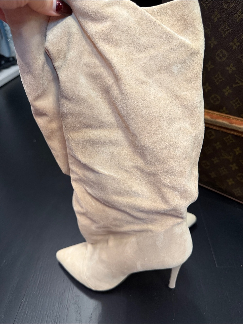 IRO Beige Suede Knee-High Stiletto Boot